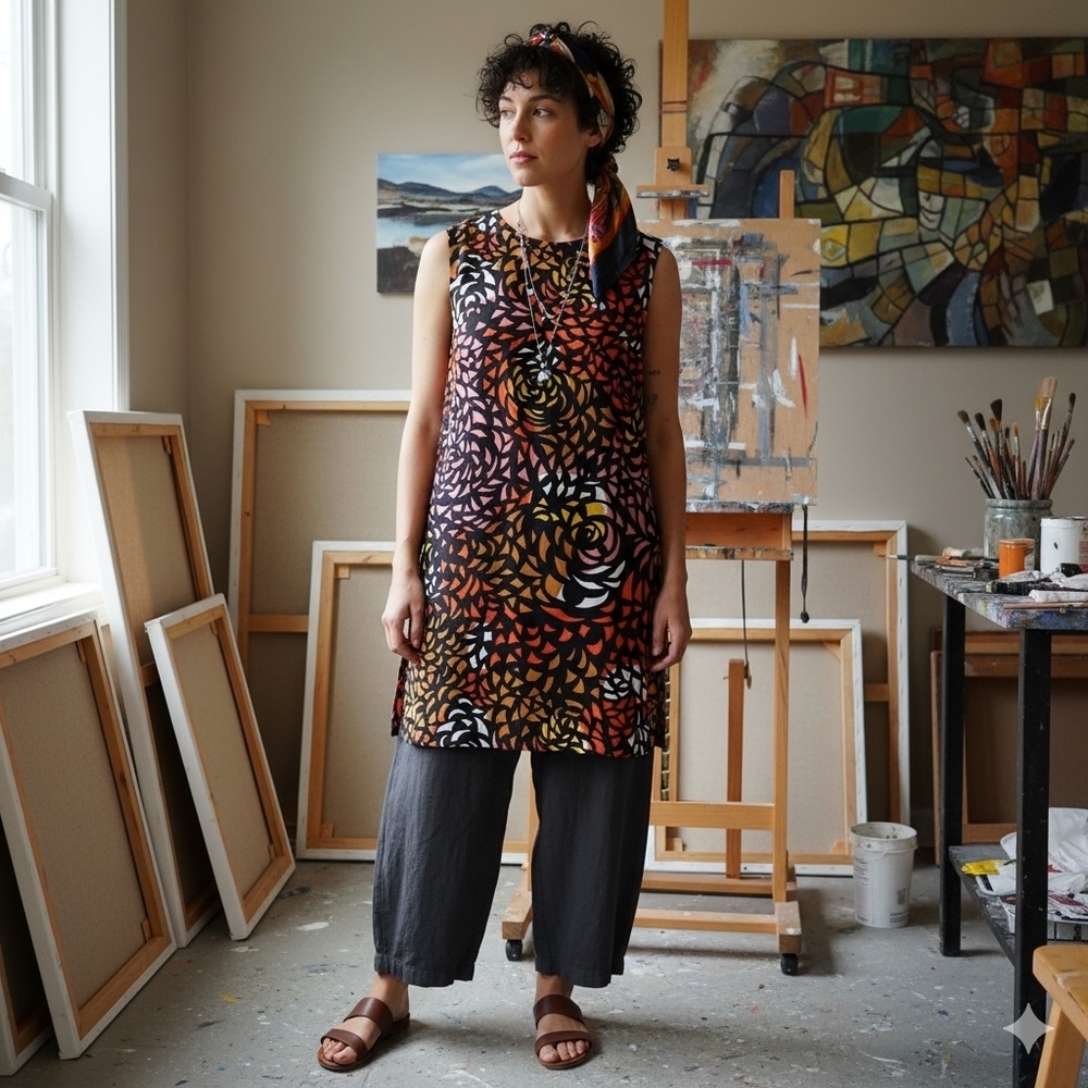 Marimekko Women's Size 34 (XS) Multicolor Retro Print Sleeveless Gita Tunic Top